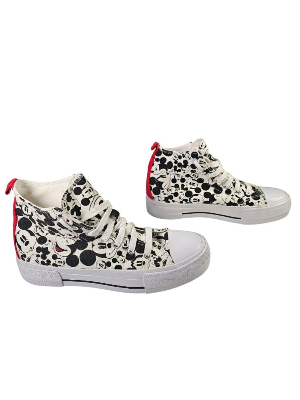 Disney Mickey Mouse High Top Canvas Shoes Sneakers Women's Size 10 White Black